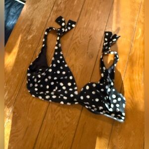 LOFT Black and White Polka Dot Bikini Top